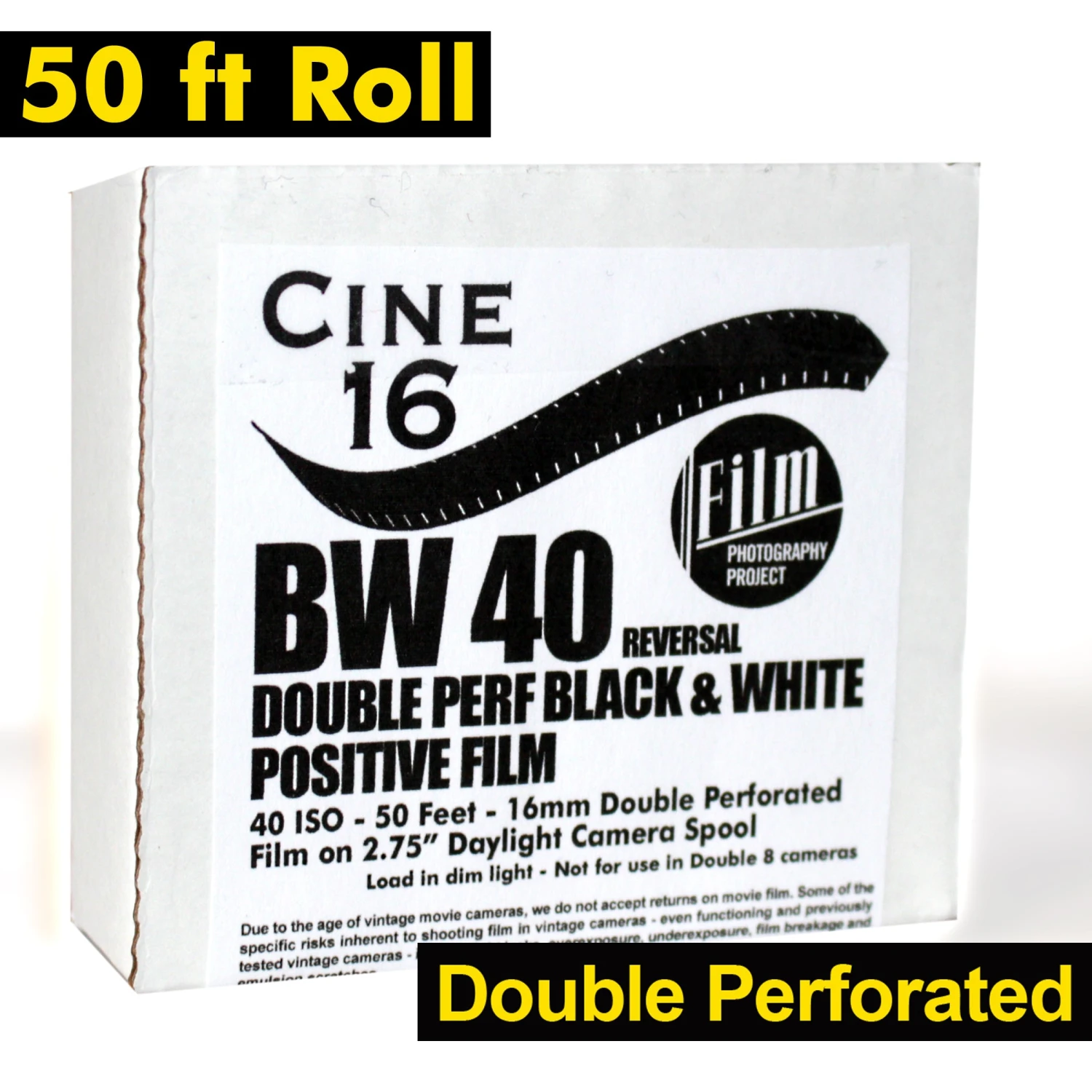 16mm Film - 50' Double Perf - CINE16 BW Reversal 40 Iso - 50 Ft 1 16mm Film - 50' Double Perf - CINE16 BW Reversal 40 Iso - 50 Ft