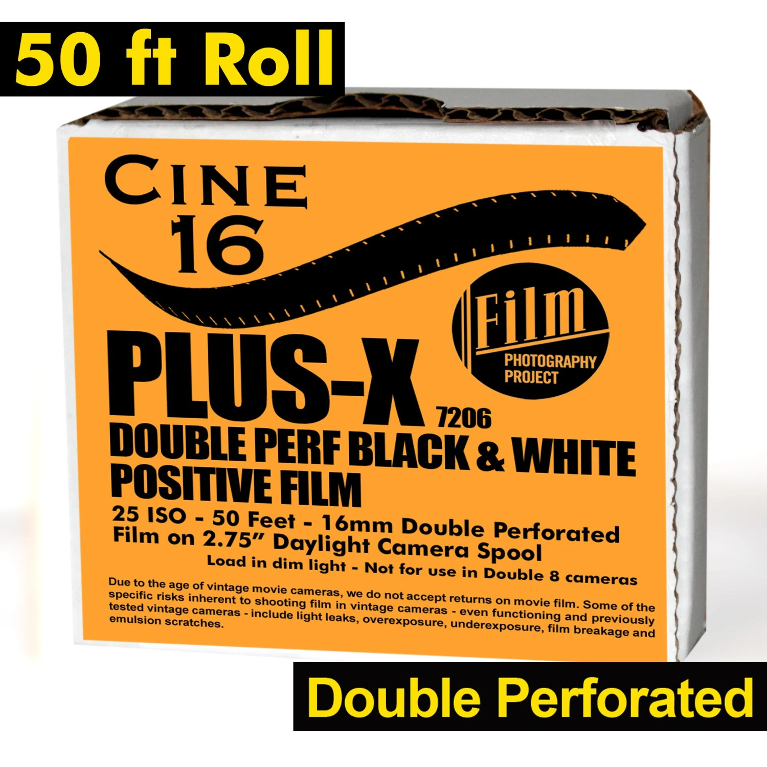 16mm Film - 50' Double Perf - PLUS-X BW Reversal 50 Iso - 50 Ft 1 16mm Film - 50' Double Perf - PLUS-X BW Reversal 50 Iso - 50 Ft