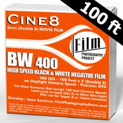 Double 8 Film - Cine8 BW Negative 400 ISO High Speed (100 Ft)