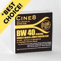 Double 8 Film - Cine8 BW Reversal 40 ISO (25 Ft)
